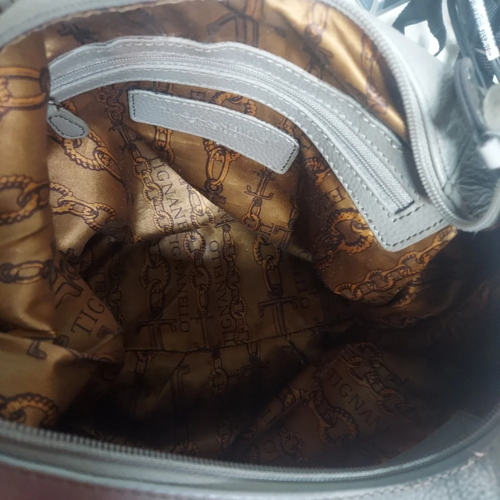 Leather‎ Hobo Shoulder Bag Designer Style Buckle Detail Taupe